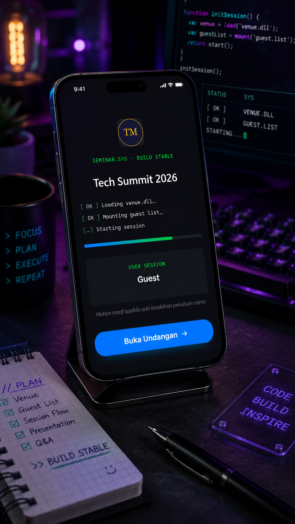 Pratinjau template The Event Operating System